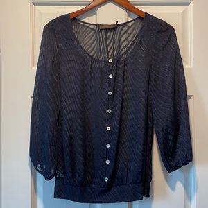 The Limited Sheer Navy Blouse
